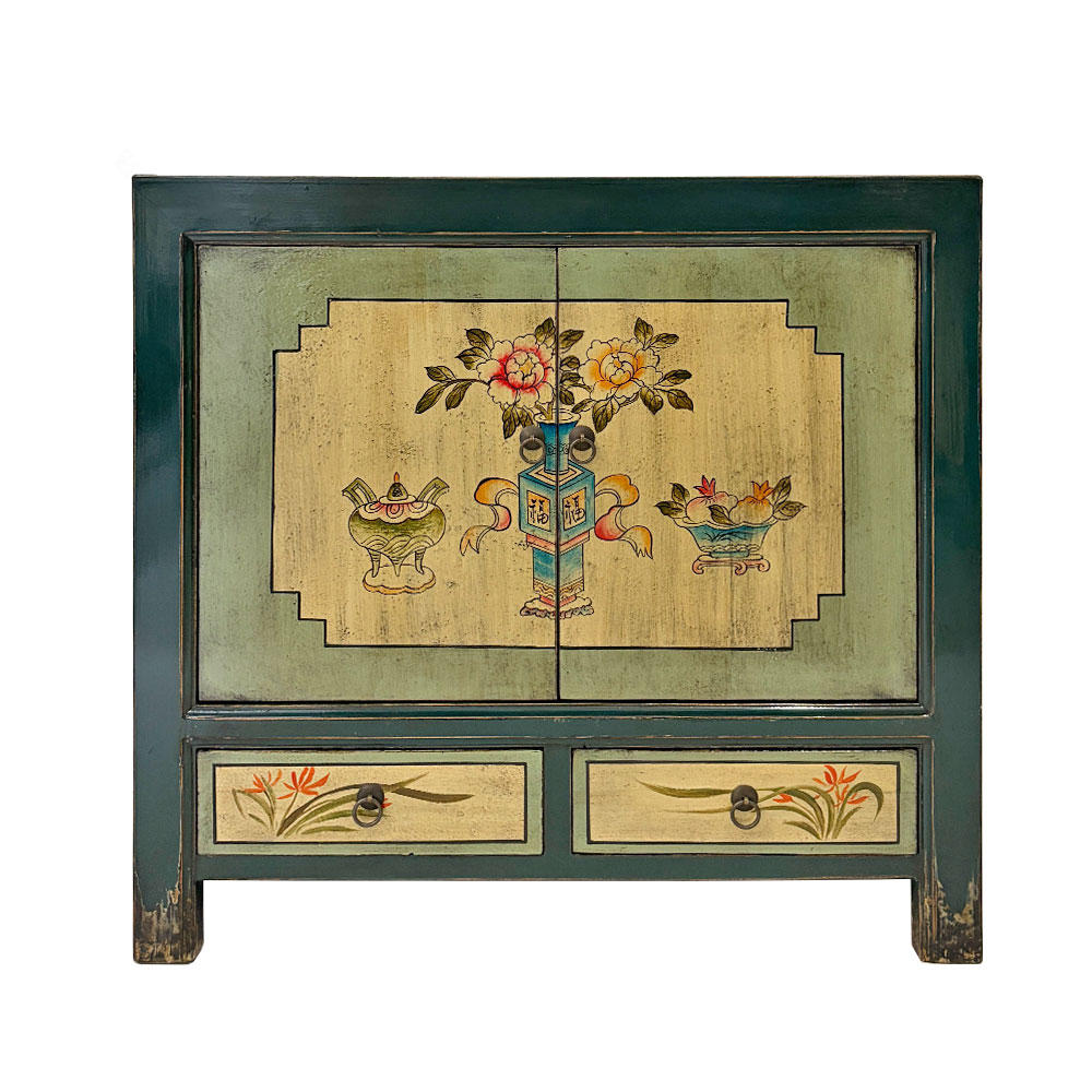    CHINA FLORAL CABINET, JADE