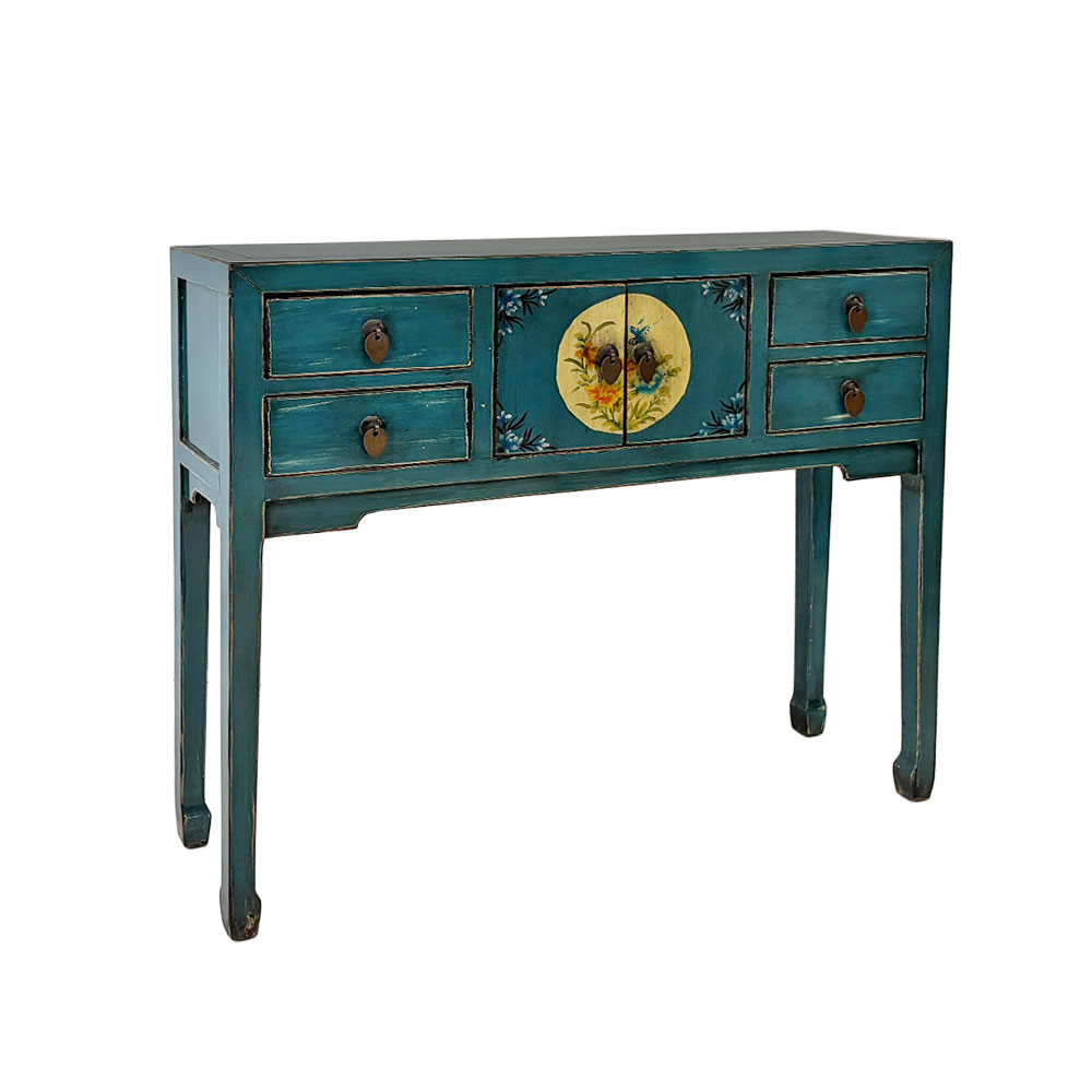    CHINA FLORAL CONSOLE, BLUE