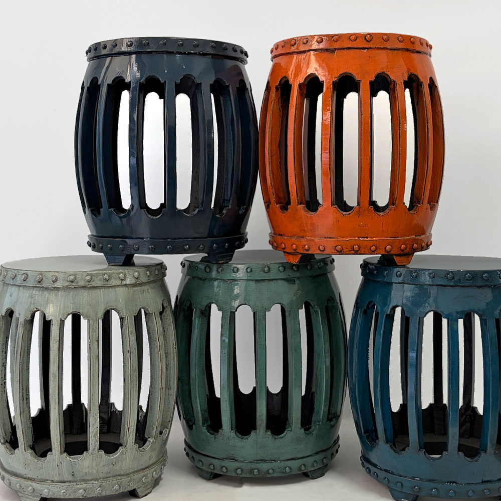    CHINA STOOL/TABLE, ICE BLUE