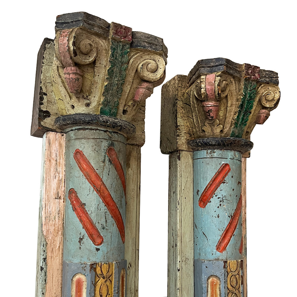 CARVED WOODEN PILASTER, TWINS