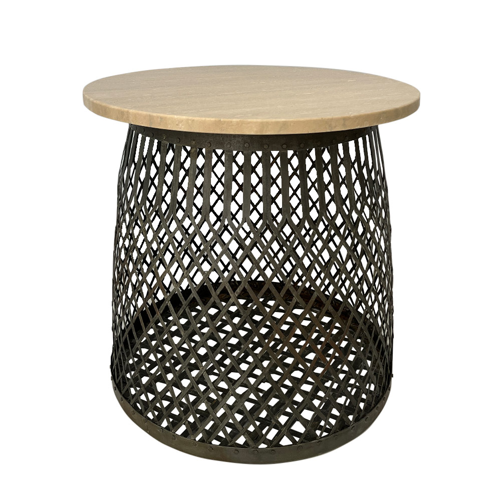 JALI LATTICE TABLE, TRAVERTINE TOP