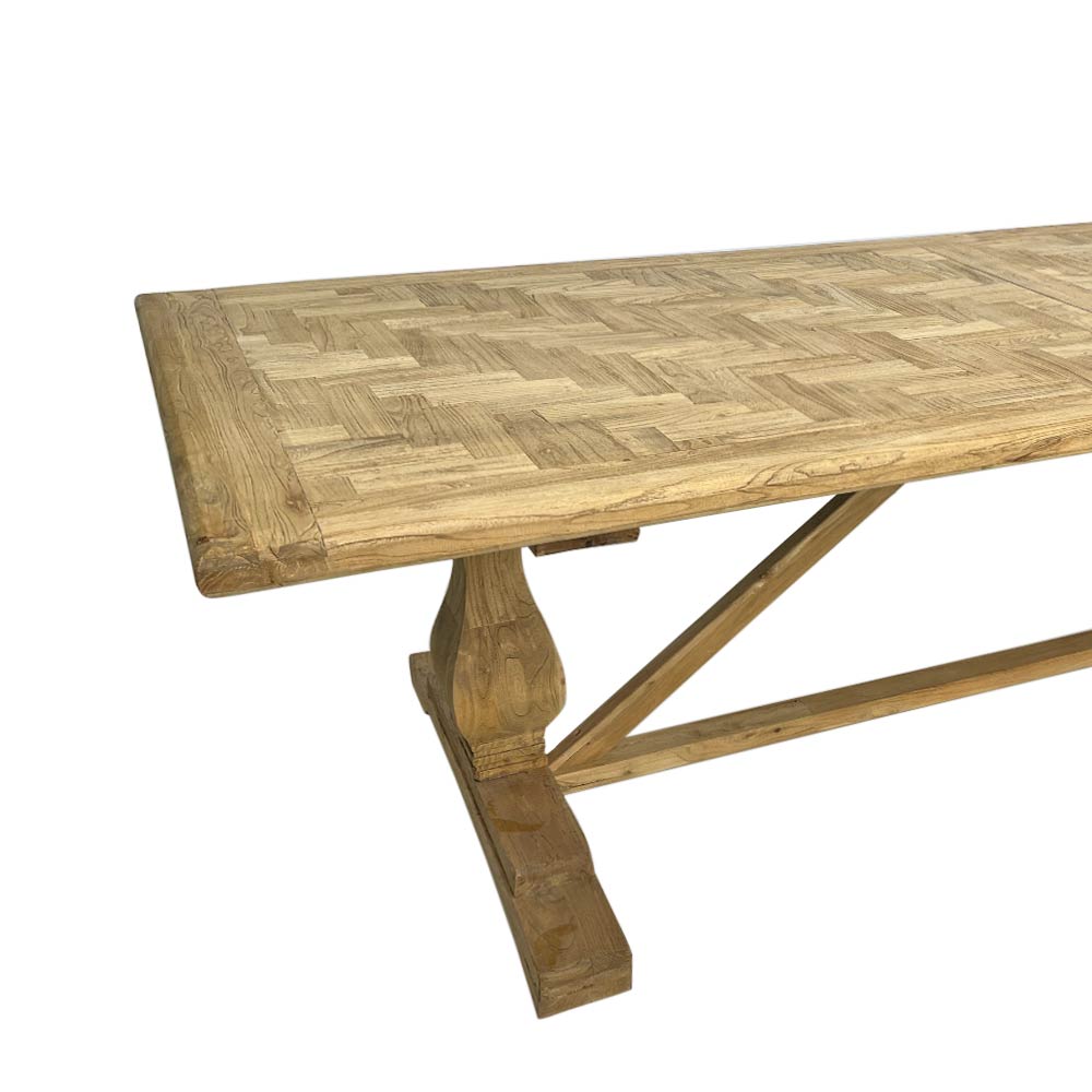 ELMWOOD DINING TABLE, HERINGBONE TOP