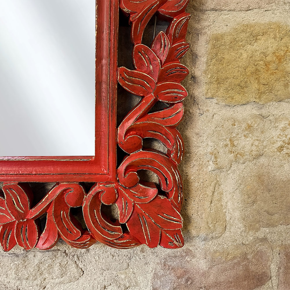 CARVED BELL MIRROR, ORANGE