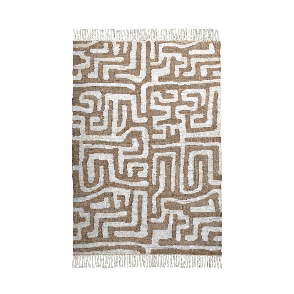 MAZE JUTE KELIM, WHITE/GREY