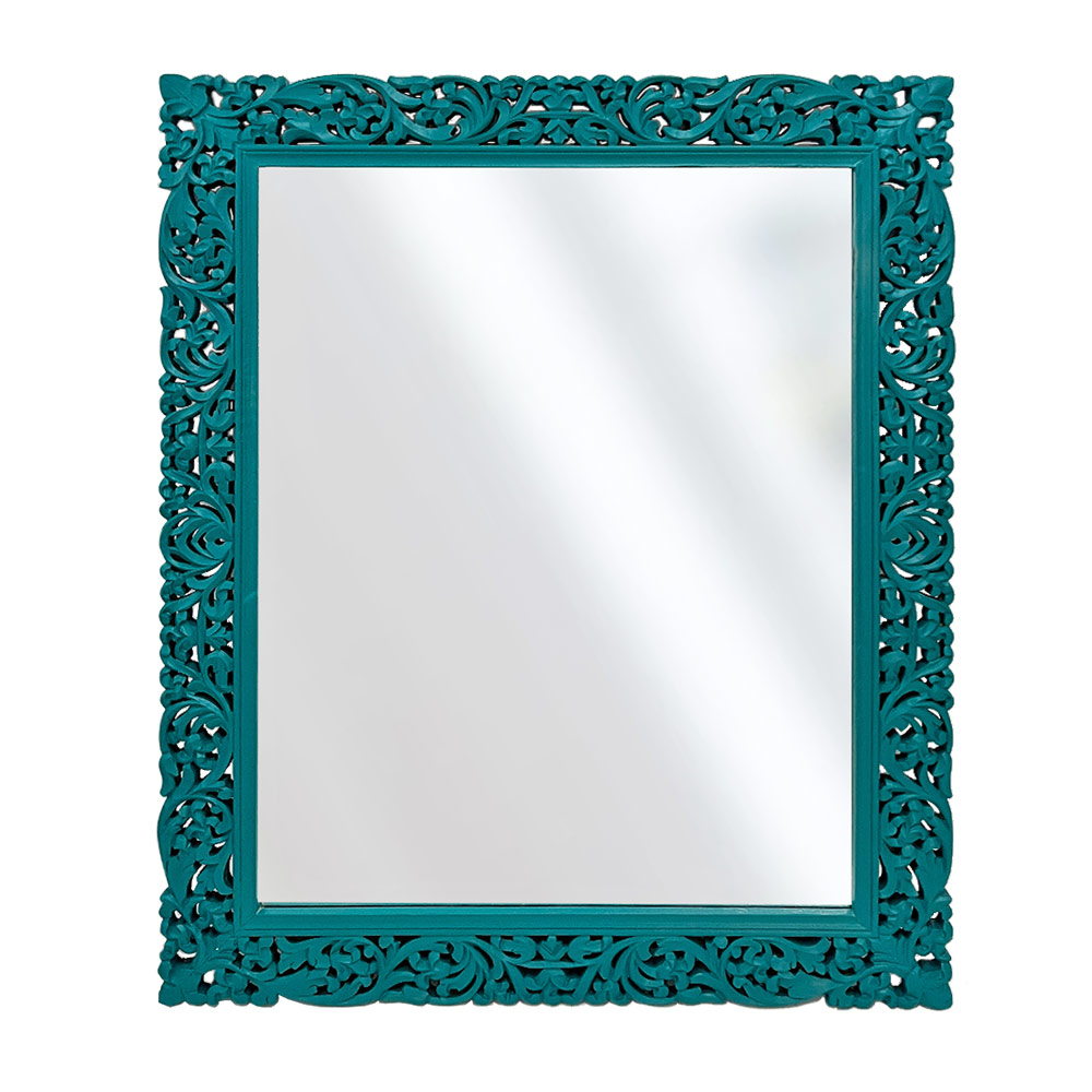 CARVED RIOT MIRROR, TURQ
