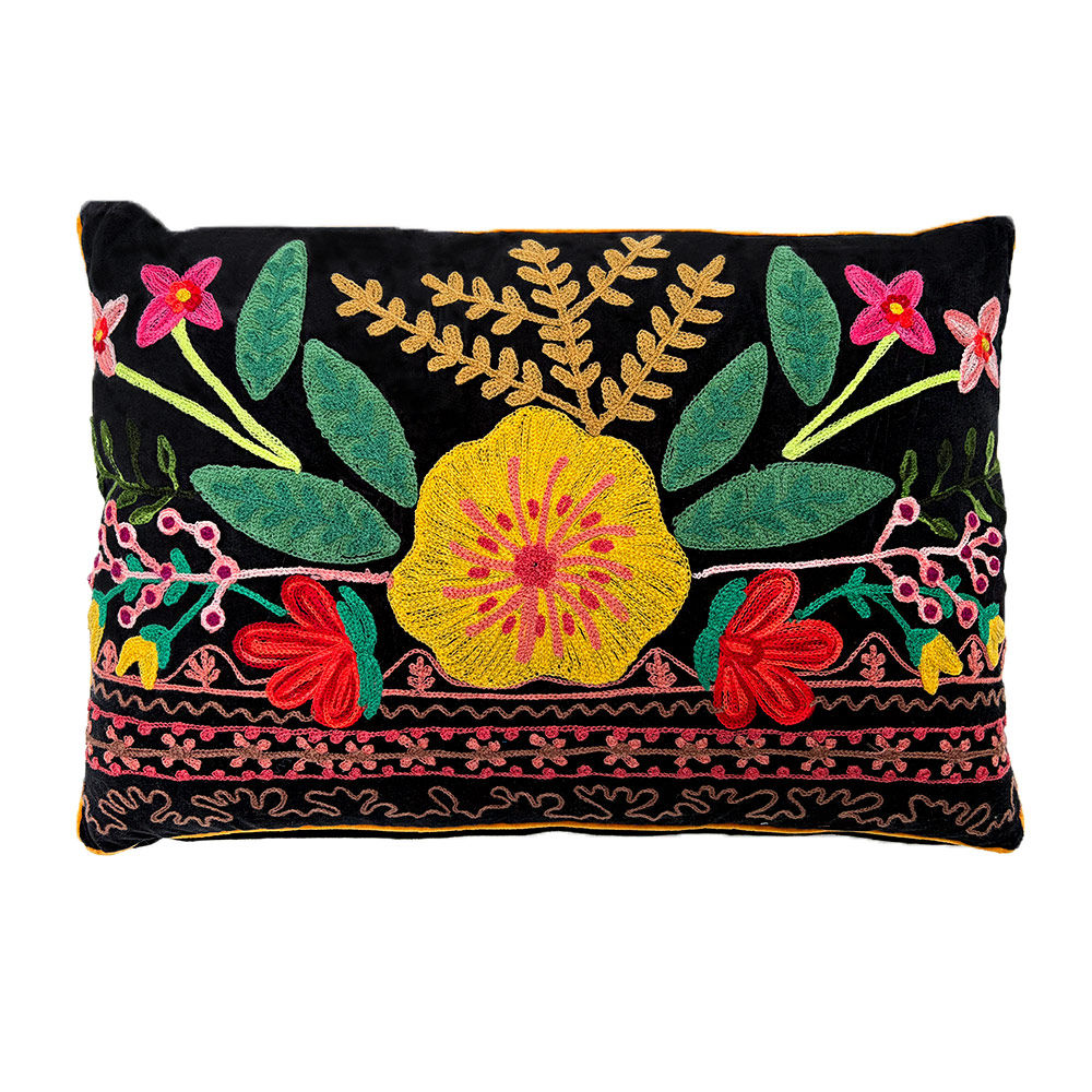 SUNFLOWER CUSHION, BLACK