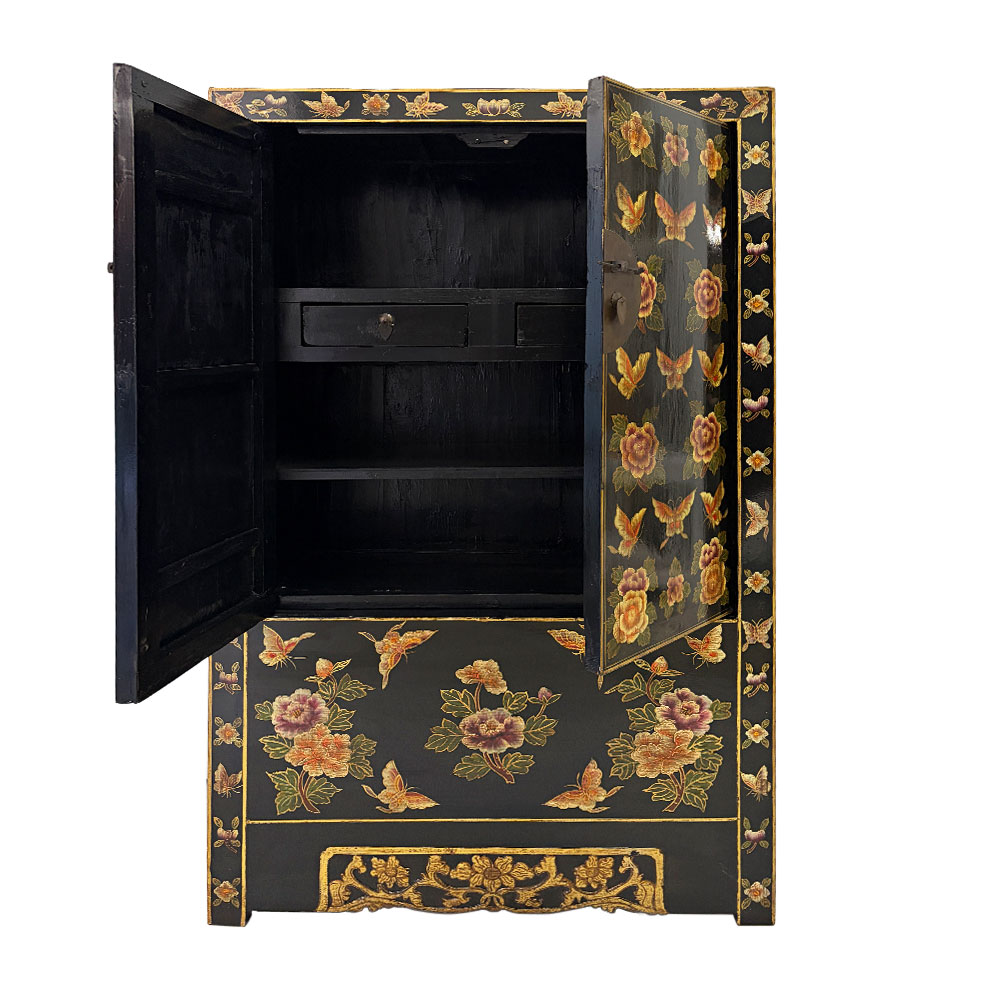 BUTTERFLY CHINA CABINET, BLACK