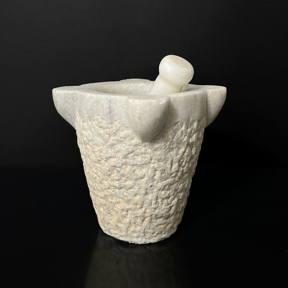 PESTLE MORTAR WHITE MARBLE, SMALL