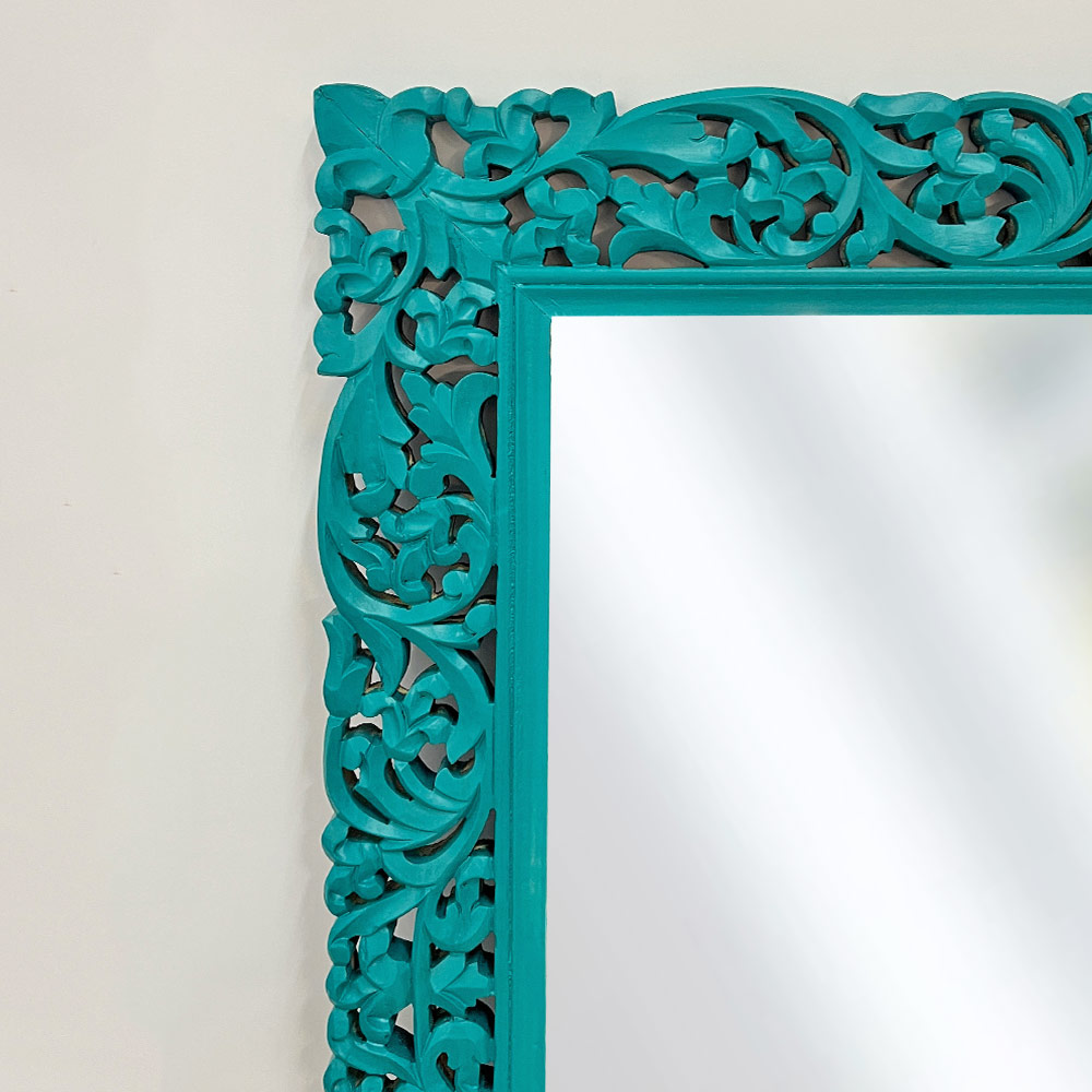 CARVED RIOT MIRROR, TURQ CARVED RIOT MIRROR, TURQ