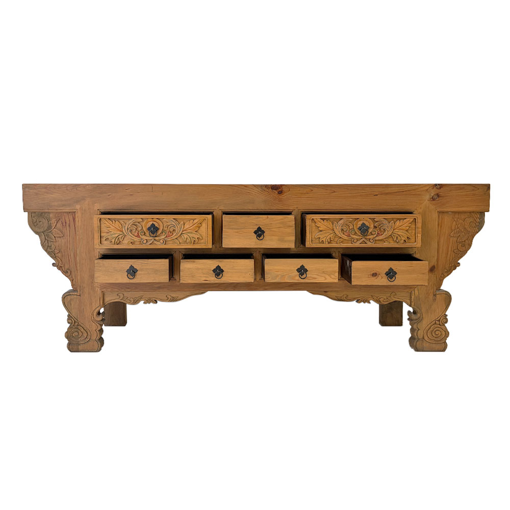 ELMWOOD CARVED SIDEBOARD, LARGE ELMWOOD CARVED SIDEBOARD, LARGE