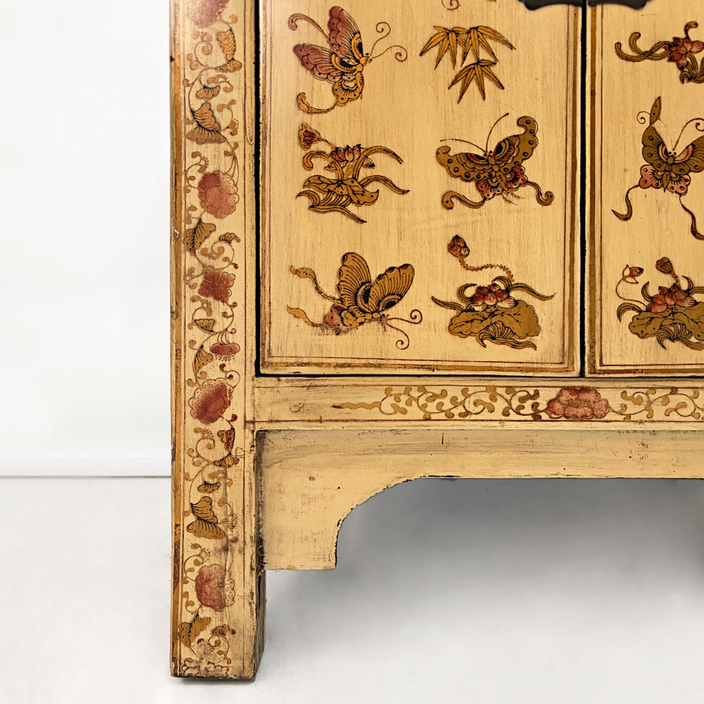 BUTTERFLY CHINA CHEST, IVORY BUTTERFLY CHINA CHEST, IVORY